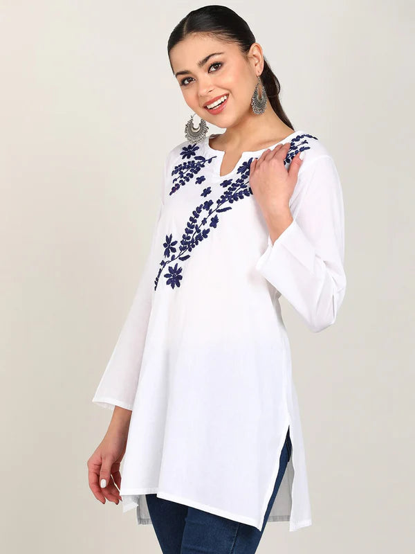 EMBROIDERY TOPS WHITE COLOR