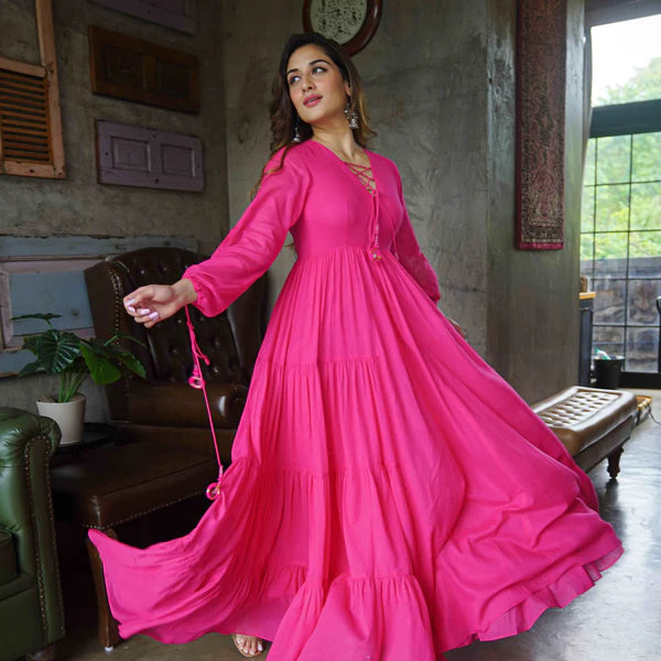 HOT PINK MAXI DRESS (CHAINA LINEN FABRIC)