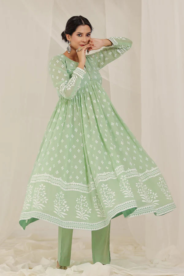 Mint Green Evokee Cotton Dress