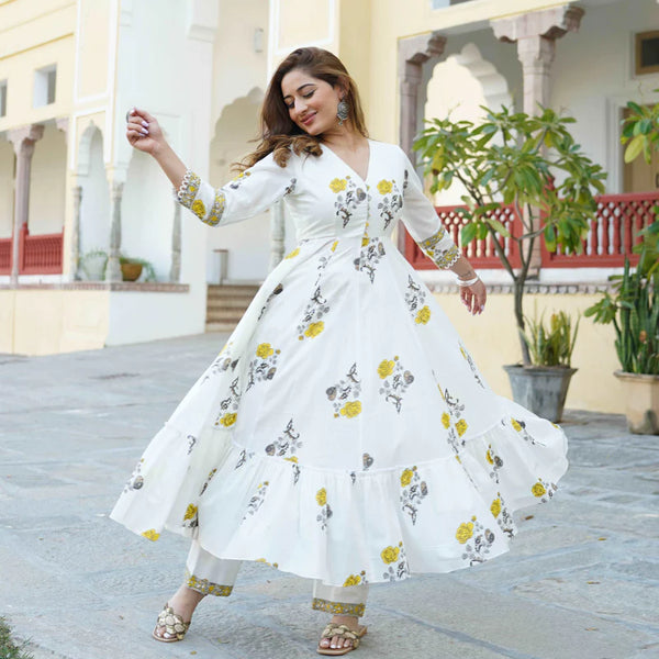 SINGLE STYLISH FLOWER PRINT SOFT COTTON DRESS